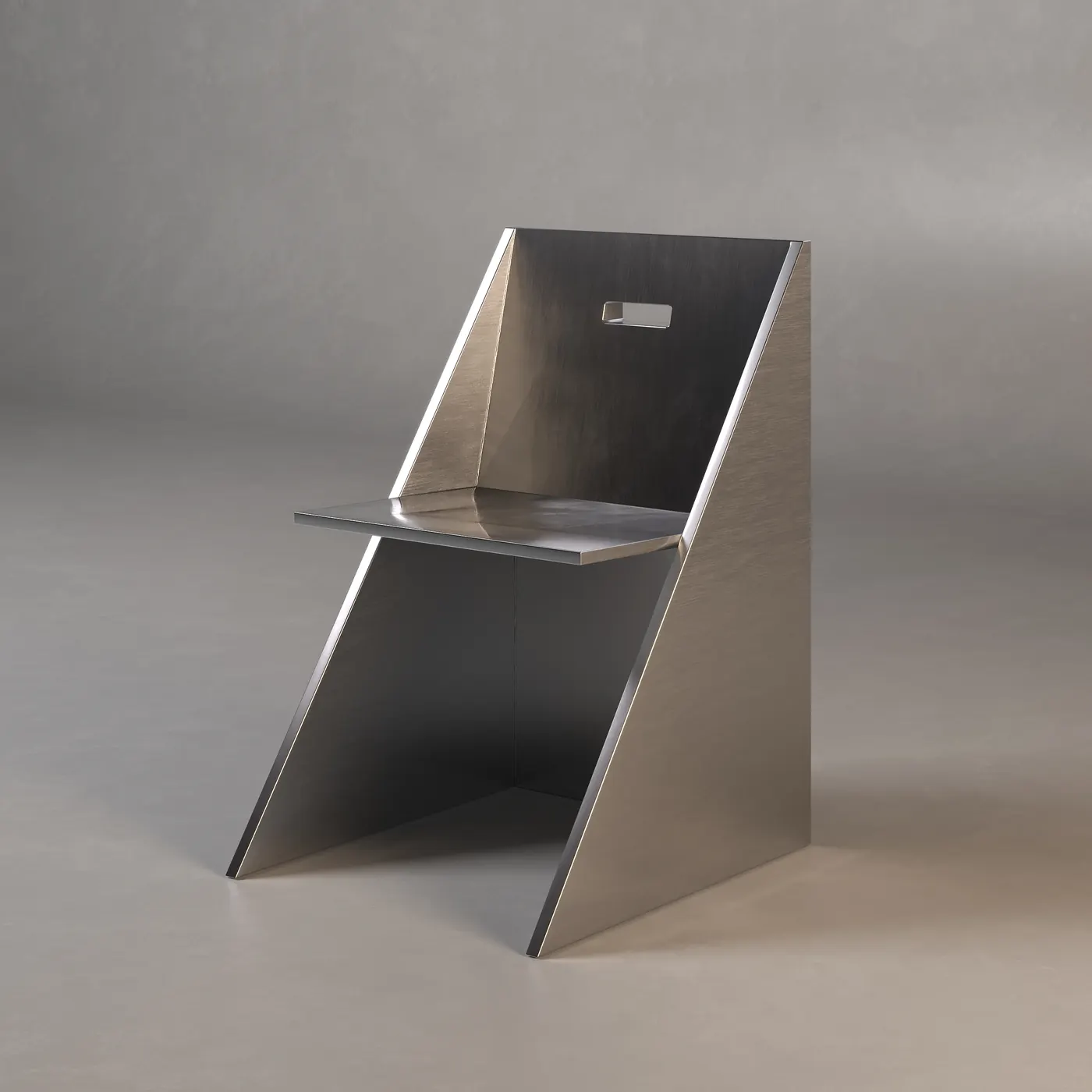 Steel chair defined by angular planes